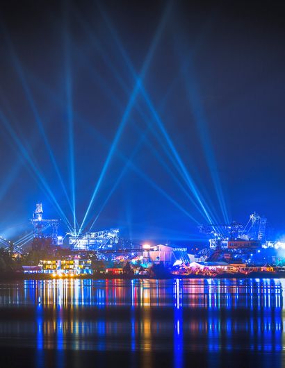 Lichtshow von einem Festival